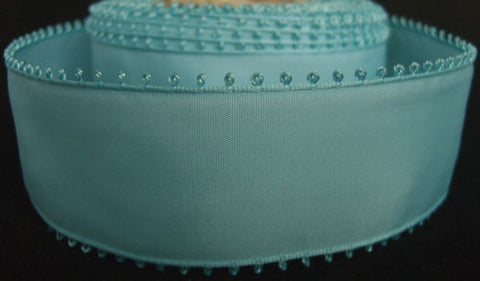 R2553 34mm Saxe Blue Taffeta Ribbon with Picot Feather Edge - Ribbonmoon