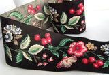 R2558 93mm Black 100% Cotton Flower Design Ribbon - Ribbonmoon