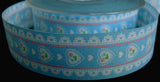 R2559 25mm Blue 100% Cotton Flower Design Ribbon - Ribbonmoon