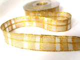 R2587 25mm Metallic Gold and Silver Check Mesh Ribbon