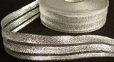 R2717 26mm Metallic Silver and Clear Sheer Striped Ribbon - Ribbonmoon