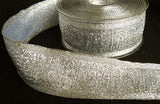 R2742 38mm Metallic Silver Tinsel Centre Ribbon with Lurex Borders - Ribbonmoon