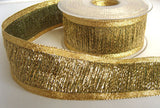 R2748C 40mm Metallic Gold Tinsel Centre Ribbon with a Green Background - Ribbonmoon