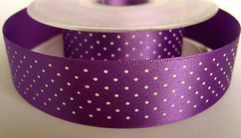 R2777 26mm Purple Polka Dot Print Satin Ribbon by Berisfords - Ribbonmoon