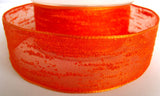 R2788 38mm Orange Delight Feather Sheer Ribbon by Berisfords. Wire Edge - Ribbonmoon