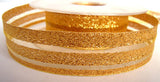 R2796 23mm Metallic Gold Woven Lurex and Sheer Centre Ribbon - Ribbonmoon