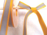 R2799 15mm Hi Viz Reflective Ribbon over a Yellow Grograin - Ribbonmoon