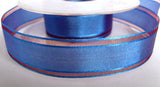 R2801 23mm Royal Blue Sheer Ribbon with Scarletr Berry Stripes - Ribbonmoon
