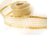 R2819 39mm Sheer and Metallic Gold Lurex Stripe Ribbon