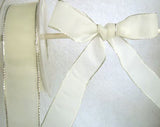 R2836 26mm Bridal White Translucent Polyester Ribbon with Metallic Silver Borders. Wire Edge - Ribbonmoon
