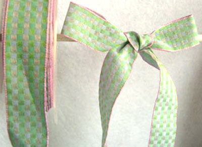 R2990 23mm Lilac, Pink and Mint Green Woven Jacquard Check Ribbon