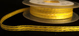 R3301 5mm Yellow Grosgrain Ribbon with Metallic Silver Stripes - Ribbonmoon