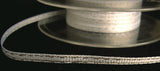 R3335C 4mm Polyester Grosgrain Ribbon with Thin Metallic Silver Stripes - Ribbonmoon