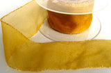 R3360 42mm Topaz Sheer with Metallic Gold Tinsel Borders - Ribbonmoon