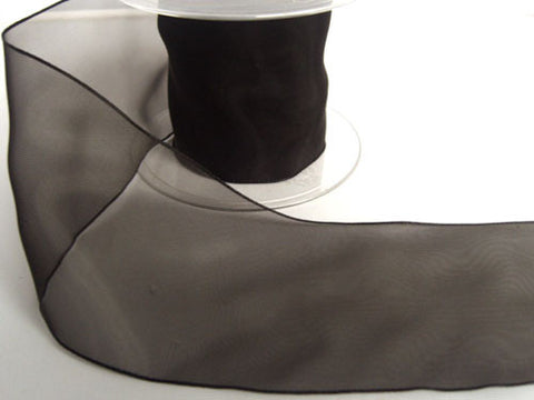 R3376 70mm Black Water Resistant Sheer Ribbon - Ribbonmoon