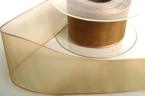 R1894 40mm Misty Green Brown Water Resistant Sheer Ribbon