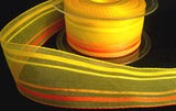 R3399 40mm Yellows and Oranges Sheer and Striped Ribbon - Ribbonmoon
