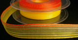 R3400 16mm Yellows and Oranges Sheer and Striped Ribbon - Ribbonmoon