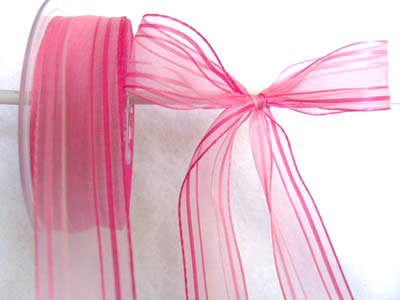 R3409 27mm Mixed Pinks Striped Sheer Ribbon - Ribbonmoon