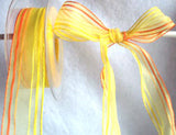 R3410 25mm Yellows and Oranges Striped Sheer Ribbon - Ribbonmoon