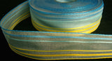 R3411 25mm Blues and Yellows Silk Striped Sheer Ribbon by Berisfords