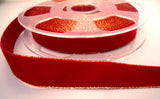 R3816 24mm Scarlet Berry Nylon Velvet Ribbon with Metallic Gold Borders - Ribbonmoon