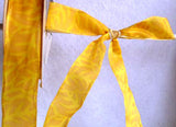R3835 25mm Tonal Deep Yellow Leaft Design Polyester Ribbon. Wire Edge - Ribbonmoon