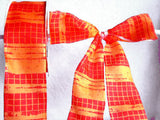 R3850 42mm Orange and Flame Red Plaid Check Ribbon - Ribbonmoon