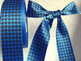 R3858 36mm Royal Blue and Black Patterned Satin Ribbon - Ribbonmoon