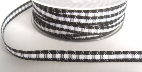 R3988 8mm Black and White Gingham Ribbon - Ribbonmoon