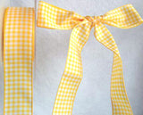 R3998 26mm Yellow and White Gingham Ribbon - Ribbonmoon