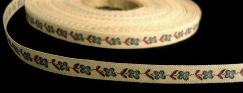 R4047 9mm 100% Cotton Flower Design Ribbon - Ribbonmoon