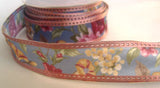 R4155 31mm Nylon Ribbon with a Flowery Design and Enforced Wire Edges - Ribbonmoon