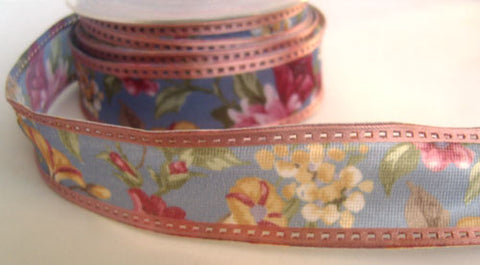 R4155 31mm Nylon Ribbon with a Flowery Design and Enforced Wire Edges - Ribbonmoon