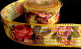 R4202 47mm Flowery Design Ribbon with Enforced Wired Borders - Ribbonmoon