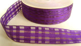 R4218 23mm Purple Sheer Check Ribbon with Thin Metallic Stripes - Ribbonmoon