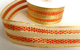 R4225 40mm Gold, Scarlet Berry and Iridescent Mesh and Stripe Ribbon - Ribbonmoon