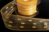 R4281 42mm Gold Yellow Feather Stripe Sheer Ribbon - Ribbonmoon