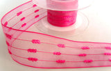 R4316 41mm Shocking Pink Feather Stripe Sheer Ribbon - Ribbonmoon