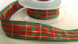 R4317 26mm Red and Green Tartan Ribbon with Thin Metallic Stripes - Ribbonmoon