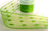 R4318 42mm Meadow Green Feather Stripe Sheer Ribbon - Ribbonmoon