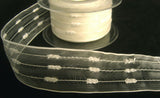 R4323 40mm Bridal White Feather Stripe Sheer Ribbon - Ribbonmoon