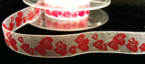 R4328 16mm White and Red Sheer  Love Heart Print Ribbon - Ribbonmoon