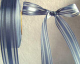 R4374 21mm Moonlight Blue Satin and Sheer Striped Ribbon - Ribbonmoon