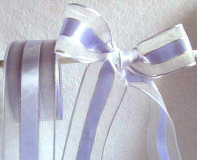 R4388 36mm Pale Lupin Sheer, Satin and Metallic Silver Striped Ribbon - Ribbonmoon