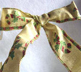 R4390 55mm Pale Gold Metallic Ribbon with a Christmas Print - Ribbonmoon