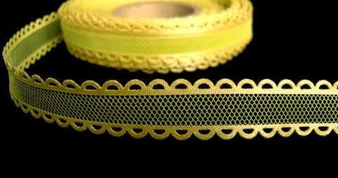 R4400 16mm Lime Greens Tulle Ribbon with Acetate Satin Borders - Ribbonmoon