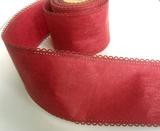 R5286 77mm Burgundy Tough Stitchable Paper Based Fabric Ribbon, Wired - Ribbonmoon