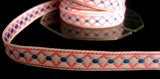 R4448 12mm White, Pink and Blue Woven Jacquard Ribbon