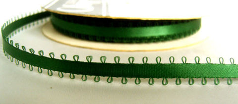 R4509 5mm Bottle Green Double Faced Satin with Picot Feather Edge Ribbon by Offray - Ribbonmoon